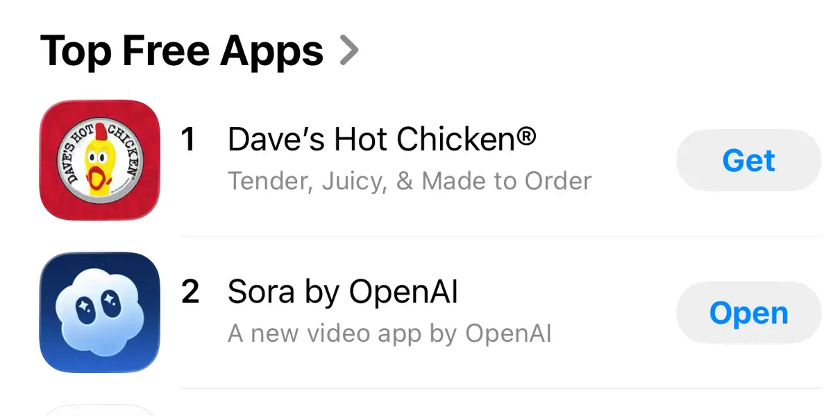 OpenAI has an unexpected challenger in the App Store: Dave's Hot Chicken 1 OpenAI has an unexpected challenger in the App Store: Dave's Hot Chicken